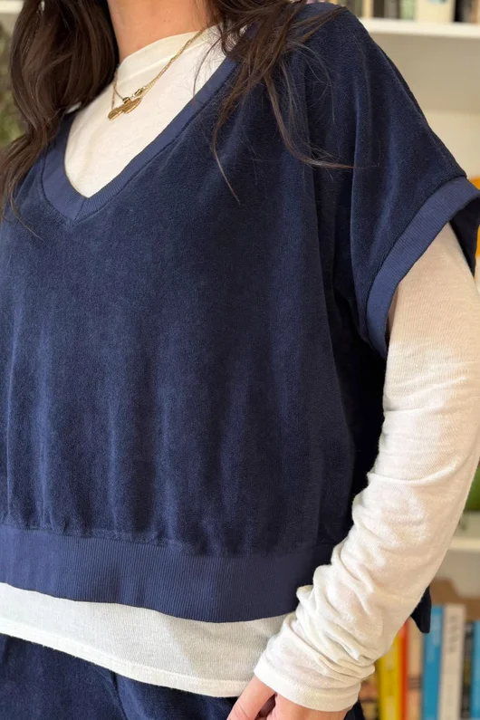 Terry B Hi Lo Tank Navy